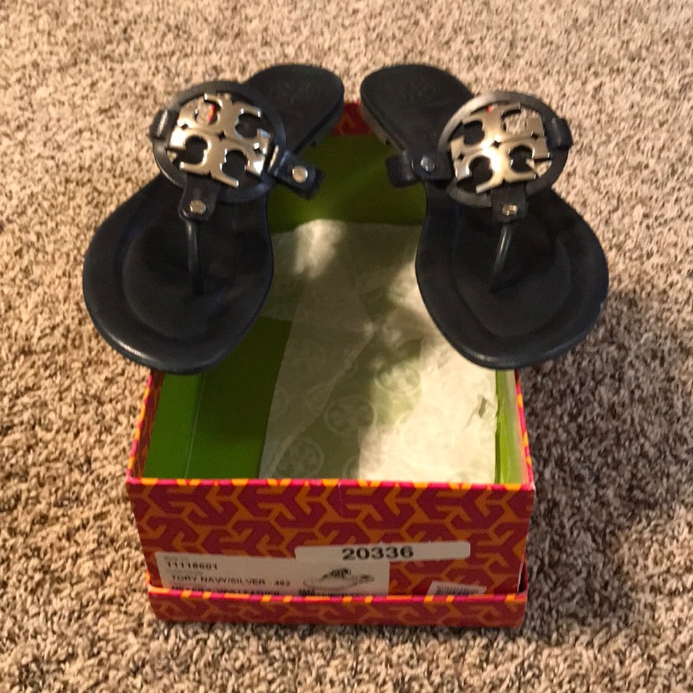 Navy Tory Burch Miller Sandals